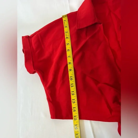 GOBLES Summer Short Sleeve Shirt V Neck with Tie Knot Batwing Blouse NIP Size:S - Picture 7 of 8